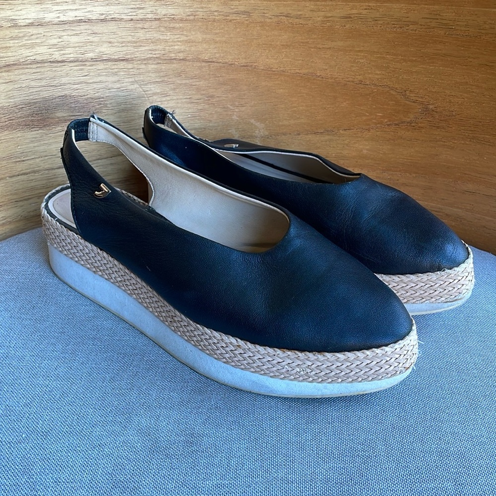 Gioseppo | Anthropologie | Black Platform Slip-On Piel Leather EU 37